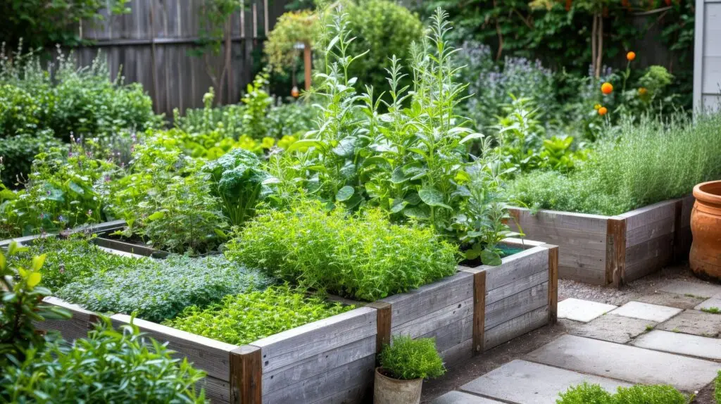 raised beds full of plants