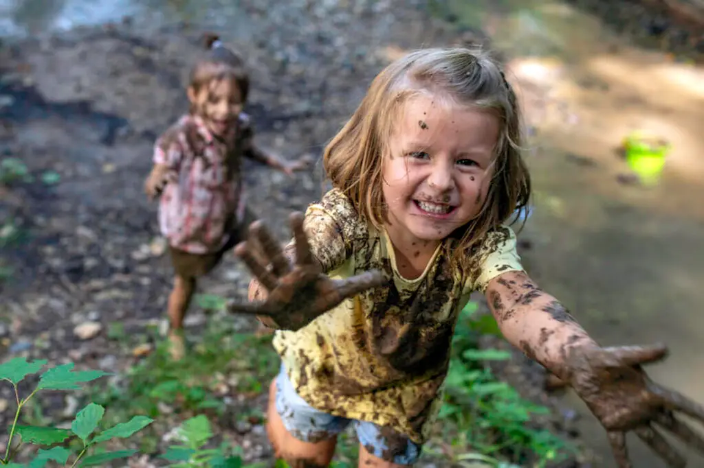kids covered in mud